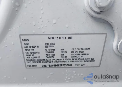 2023 Tesla Model Y Awd/Long Range Dual Motor All-Wheel Drive from USA, damaged, VIN 7SAYGDEE2PF832769